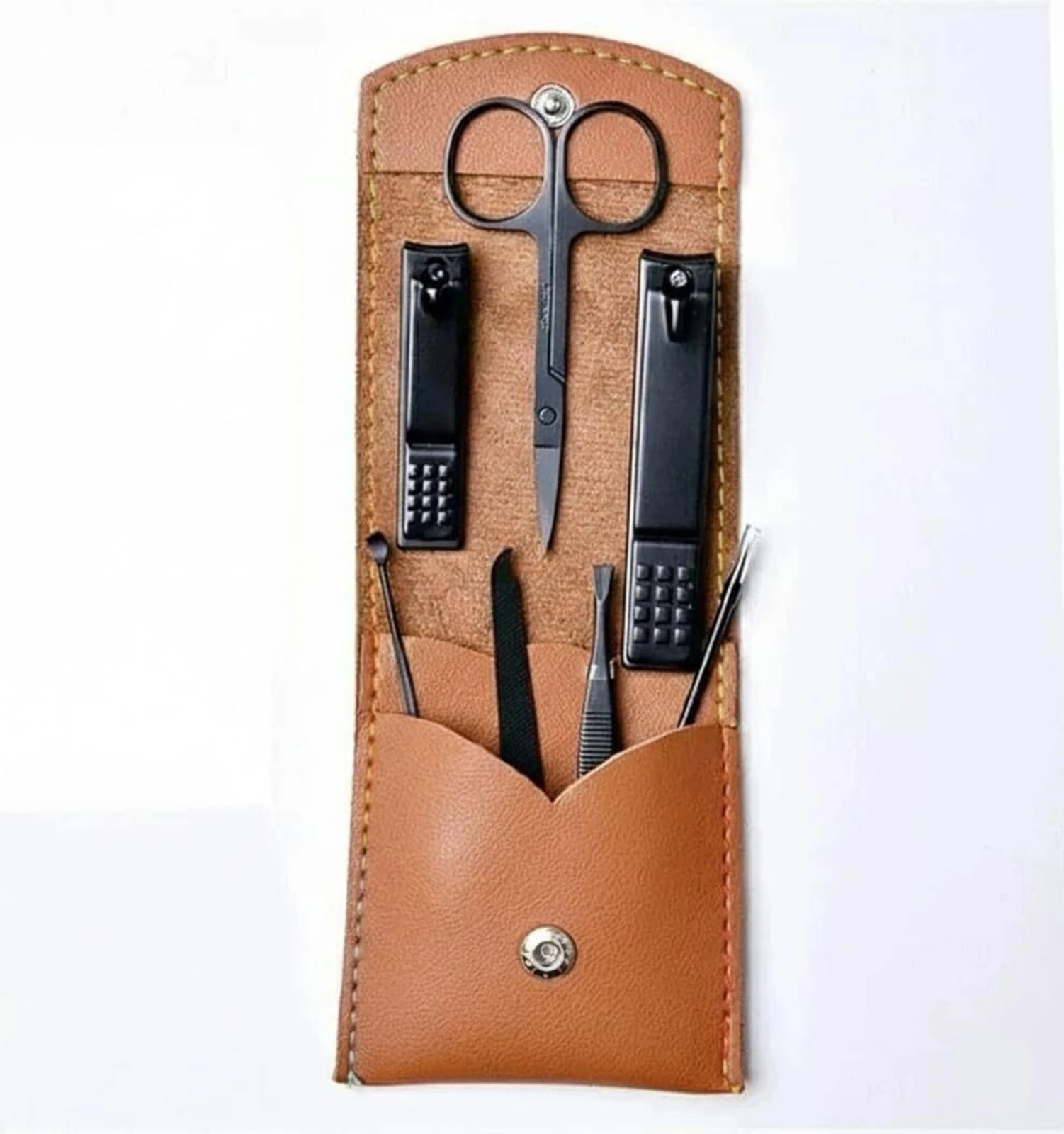 Black 7-Piece Leather Pouch Kit